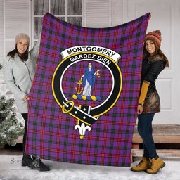 Scottish Montgomery Modern Clan Tartan Blanket with Family Crest Tartan Plaid Sherpa Blanket Scottish Plaid Tartan Plaid - ScotsTee - scotstee.com