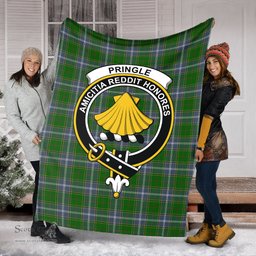 Scottish Pringle Clan Tartan Blanket with Family Crest Tartan Plaid Sherpa Blanket Scottish Plaid Tartan Plaid - ScotsTee - scotstee.com