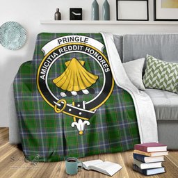 Scottish Pringle Clan Tartan Blanket with Family Crest Tartan Plaid Sherpa Blanket Scottish Plaid Tartan Plaid - ScotsTee - scotstee.com