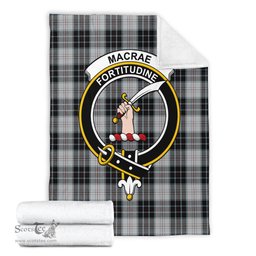 Scottish MacRae Dress Clan Tartan Blanket with Family Crest Tartan Plaid Sherpa Blanket Scottish Plaid Tartan Plaid - ScotsTee - scotstee.com