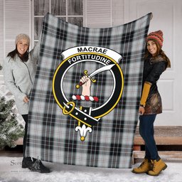 Scottish MacRae Dress Clan Tartan Blanket with Family Crest Tartan Plaid Sherpa Blanket Scottish Plaid Tartan Plaid - ScotsTee - scotstee.com
