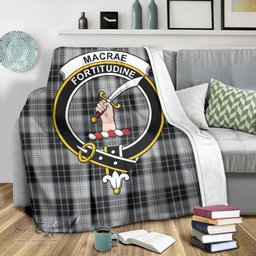 Scottish MacRae Dress Clan Tartan Blanket with Family Crest Tartan Plaid Sherpa Blanket Scottish Plaid Tartan Plaid - ScotsTee - scotstee.com