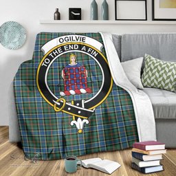 Scottish Ogilvie (Ogilvy) Hunting Ancient Clan Tartan Blanket with Family Crest Tartan Plaid Sherpa Blanket Scottish Plaid Tartan Plaid - ScotsTee - scotstee.com