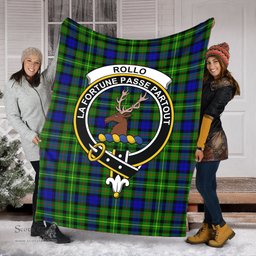 Scottish Rollo Modern Clan Tartan Blanket with Family Crest Tartan Plaid Sherpa Blanket Scottish Plaid Tartan Plaid - ScotsTee - scotstee.com