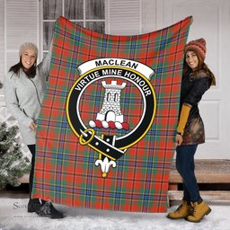 Scottish MacLean of Duart Ancient Clan Tartan Blanket with Family Crest Tartan Plaid Sherpa Blanket Scottish Plaid Tartan Plaid - ScotsTee - scotstee.com