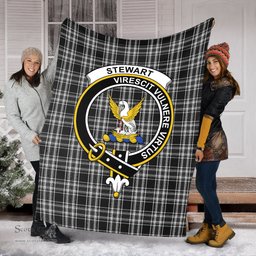 Scottish Stewart Black and White Clan Tartan Blanket with Family Crest Tartan Plaid Sherpa Blanket Scottish Plaid Tartan Plaid - ScotsTee - scotstee.com