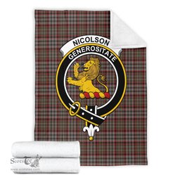 Scottish Nicolson Hunting Weathered Clan Tartan Blanket with Family Crest Tartan Plaid Sherpa Blanket Scottish Plaid Tartan Plaid - ScotsTee - scotstee.com