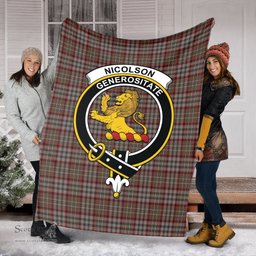 Scottish Nicolson Hunting Weathered Clan Tartan Blanket with Family Crest Tartan Plaid Sherpa Blanket Scottish Plaid Tartan Plaid - ScotsTee - scotstee.com