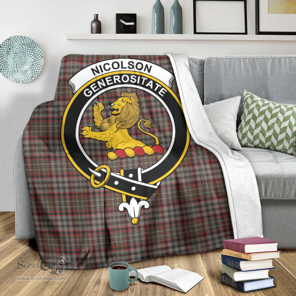 Scottish Nicolson Hunting Weathered Clan Tartan Blanket with Family Crest Tartan Plaid Sherpa Blanket Scottish Plaid Tartan Plaid - ScotsTee - scotstee.com