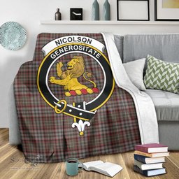 Scottish Nicolson Hunting Weathered Clan Tartan Blanket with Family Crest Tartan Plaid Sherpa Blanket Scottish Plaid Tartan Plaid - ScotsTee - scotstee.com