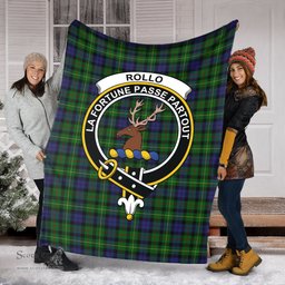 Scottish Rollo Clan Tartan Blanket with Family Crest Tartan Plaid Sherpa Blanket Scottish Plaid Tartan Plaid - ScotsTee - scotstee.com