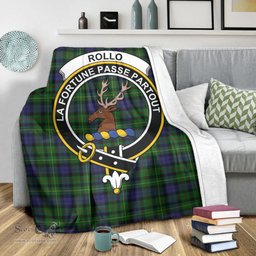 Scottish Rollo Clan Tartan Blanket with Family Crest Tartan Plaid Sherpa Blanket Scottish Plaid Tartan Plaid - ScotsTee - scotstee.com