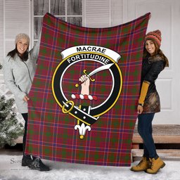 Scottish MacRae Red Clan Tartan Blanket with Family Crest Tartan Plaid Sherpa Blanket Scottish Plaid Tartan Plaid - ScotsTee - scotstee.com
