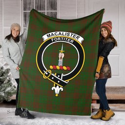 Scottish MacAlister of Glenbarr Hunting Clan Tartan Blanket with Family Crest Tartan Plaid Sherpa Blanket Scottish Plaid Tartan Plaid - ScotsTee - scotstee.com