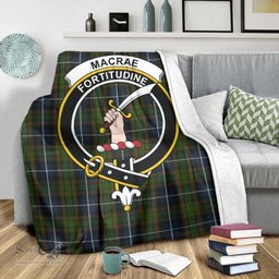 Scottish MacRae Hunting Clan Tartan Blanket with Family Crest Tartan Plaid Sherpa Blanket Scottish Plaid Tartan Plaid - ScotsTee - scotstee.com