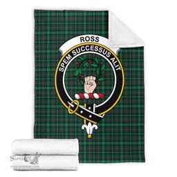 Scottish Ross Hunting Modern Clan Tartan Blanket with Family Crest Tartan Plaid Sherpa Blanket Scottish Plaid Tartan Plaid - ScotsTee - scotstee.com