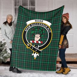 Scottish Ross Hunting Modern Clan Tartan Blanket with Family Crest Tartan Plaid Sherpa Blanket Scottish Plaid Tartan Plaid - ScotsTee - scotstee.com