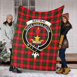 Scottish Rattray Modern Clan Tartan Blanket with Family Crest Tartan Plaid Sherpa Blanket Scottish Plaid Tartan Plaid - ScotsTee - scotstee.com