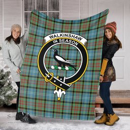 Scottish Walkinshaw Clan Tartan Blanket with Family Crest Tartan Plaid Sherpa Blanket Scottish Plaid Tartan Plaid - ScotsTee - scotstee.com