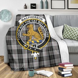 Scottish MacPherson Dress Clan Tartan Blanket with Family Crest Tartan Plaid Sherpa Blanket Scottish Plaid Tartan Plaid - ScotsTee - scotstee.com