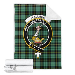 Scottish Wallace Hunting Ancient Clan Tartan Blanket with Family Crest Tartan Plaid Sherpa Blanket Scottish Plaid Tartan Plaid - ScotsTee - scotstee.com