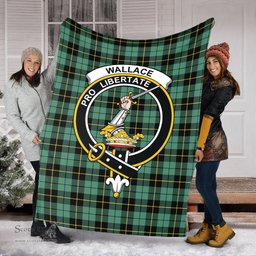 Scottish Wallace Hunting Ancient Clan Tartan Blanket with Family Crest Tartan Plaid Sherpa Blanket Scottish Plaid Tartan Plaid - ScotsTee - scotstee.com
