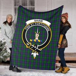 Scottish Shaw Clan Tartan Blanket with Family Crest Tartan Plaid Sherpa Blanket Scottish Plaid Tartan Plaid - ScotsTee - scotstee.com