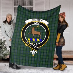 Scottish Scott Hunting Clan Tartan Blanket with Family Crest Tartan Plaid Sherpa Blanket Scottish Plaid Tartan Plaid - ScotsTee - scotstee.com