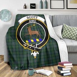 Scottish Scott Hunting Clan Tartan Blanket with Family Crest Tartan Plaid Sherpa Blanket Scottish Plaid Tartan Plaid - ScotsTee - scotstee.com