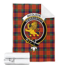 Scottish Nicolson Ancient Clan Tartan Blanket with Family Crest Tartan Plaid Sherpa Blanket Scottish Plaid Tartan Plaid - ScotsTee - scotstee.com