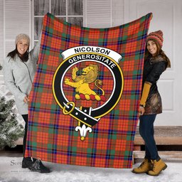 Scottish Nicolson Ancient Clan Tartan Blanket with Family Crest Tartan Plaid Sherpa Blanket Scottish Plaid Tartan Plaid - ScotsTee - scotstee.com