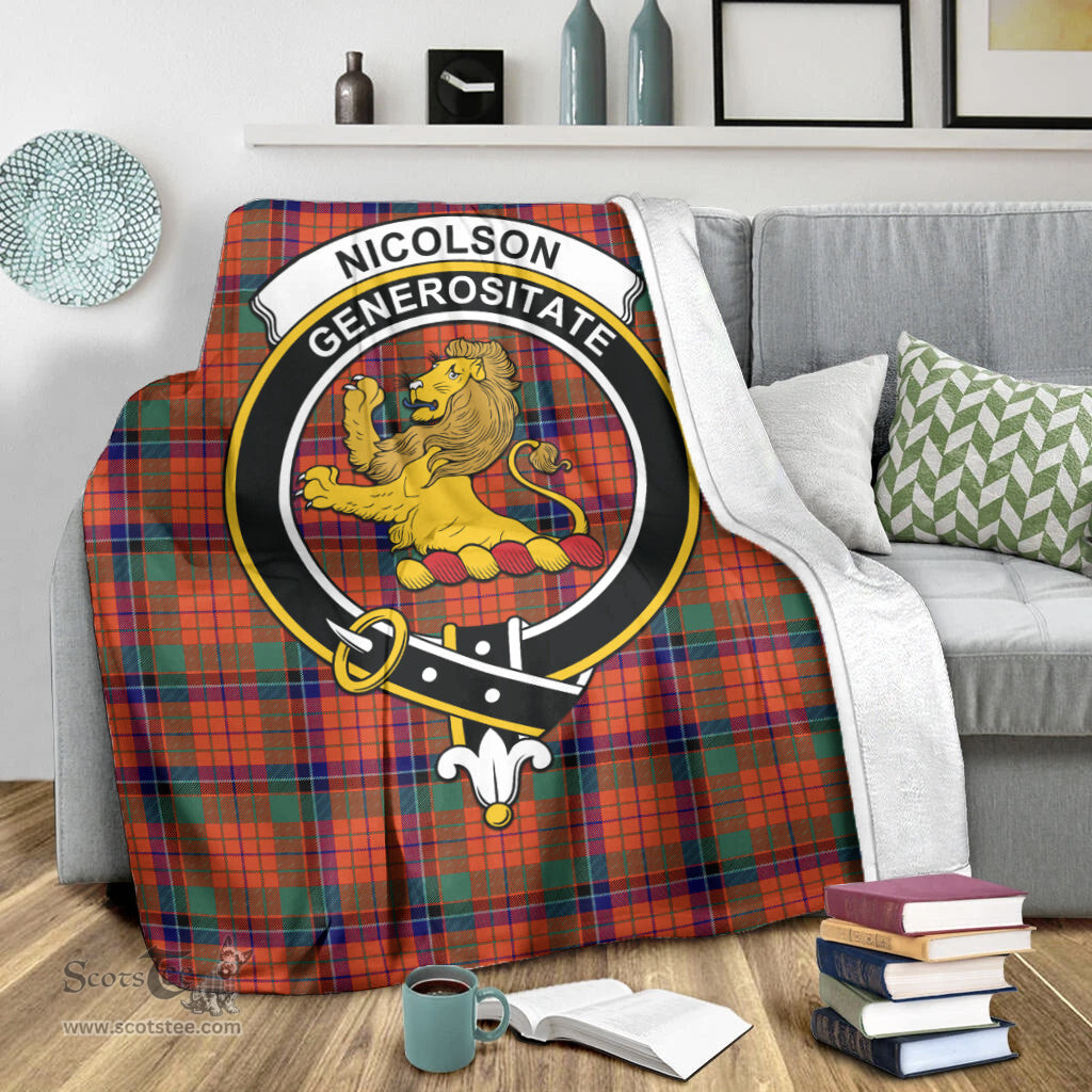 Scottish Nicolson Ancient Clan Tartan Blanket with Family Crest Tartan Plaid Sherpa Blanket Scottish Plaid Tartan Plaid - ScotsTee - scotstee.com