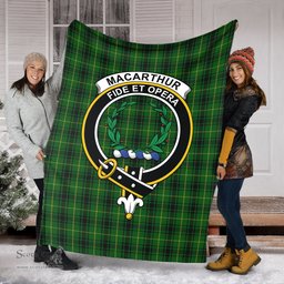 Scottish MacArthur Clan Tartan Blanket with Family Crest Tartan Plaid Sherpa Blanket Scottish Plaid Tartan Plaid - ScotsTee - scotstee.com