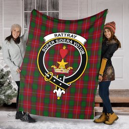 Scottish Rattray Clan Tartan Blanket with Family Crest Tartan Plaid Sherpa Blanket Scottish Plaid Tartan Plaid - ScotsTee - scotstee.com