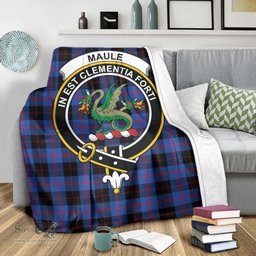 Scottish Maule Clan Tartan Blanket with Family Crest Tartan Plaid Sherpa Blanket Scottish Plaid Tartan Plaid - ScotsTee - scotstee.com