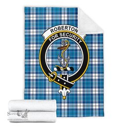 Scottish Roberton Clan Tartan Blanket with Family Crest Tartan Plaid Sherpa Blanket Scottish Plaid Tartan Plaid - ScotsTee - scotstee.com
