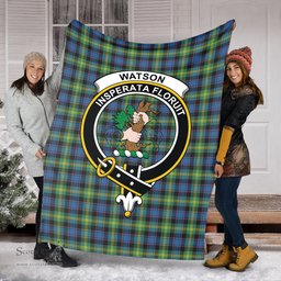 Scottish Watson Ancient Clan Tartan Blanket with Family Crest Tartan Plaid Sherpa Blanket Scottish Plaid Tartan Plaid - ScotsTee - scotstee.com