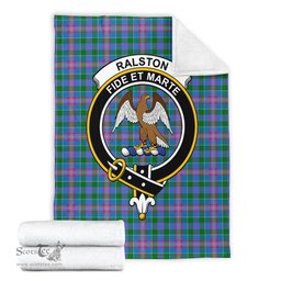 Scottish Ralston Clan Tartan Blanket with Family Crest Tartan Plaid Sherpa Blanket Scottish Plaid Tartan Plaid - ScotsTee - scotstee.com