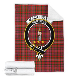 Scottish MacAlister Modern Clan Tartan Blanket with Family Crest Tartan Plaid Sherpa Blanket Scottish Plaid Tartan Plaid - ScotsTee - scotstee.com
