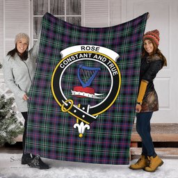 Scottish Rose Hunting Modern Clan Tartan Blanket with Family Crest Tartan Plaid Sherpa Blanket Scottish Plaid Tartan Plaid - ScotsTee - scotstee.com