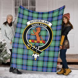Scottish Sutherland Ancient Clan Tartan Blanket with Family Crest Tartan Plaid Sherpa Blanket Scottish Plaid Tartan Plaid - ScotsTee - scotstee.com