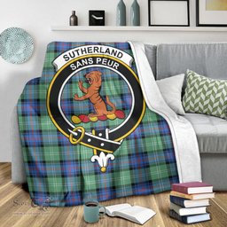 Scottish Sutherland Ancient Clan Tartan Blanket with Family Crest Tartan Plaid Sherpa Blanket Scottish Plaid Tartan Plaid - ScotsTee - scotstee.com