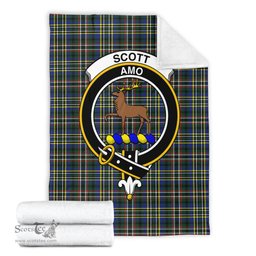 Scottish Scott Green Modern Clan Tartan Blanket with Family Crest Tartan Plaid Sherpa Blanket Scottish Plaid Tartan Plaid - ScotsTee - scotstee.com