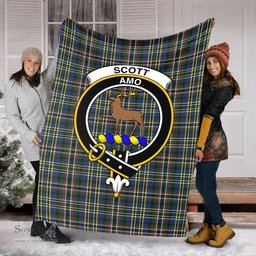 Scottish Scott Green Modern Clan Tartan Blanket with Family Crest Tartan Plaid Sherpa Blanket Scottish Plaid Tartan Plaid - ScotsTee - scotstee.com