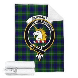 Scottish Oliphant Modern Clan Tartan Blanket with Family Crest Tartan Plaid Sherpa Blanket Scottish Plaid Tartan Plaid - ScotsTee - scotstee.com