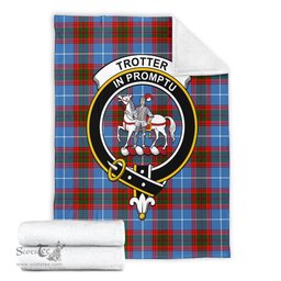 Scottish Trotter Clan Tartan Blanket with Family Crest Tartan Plaid Sherpa Blanket Scottish Plaid Tartan Plaid - ScotsTee - scotstee.com