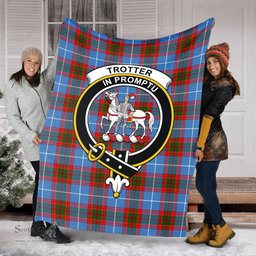 Scottish Trotter Clan Tartan Blanket with Family Crest Tartan Plaid Sherpa Blanket Scottish Plaid Tartan Plaid - ScotsTee - scotstee.com