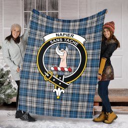 Scottish Napier Modern Clan Tartan Blanket with Family Crest Tartan Plaid Sherpa Blanket Scottish Plaid Tartan Plaid - ScotsTee - scotstee.com