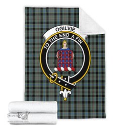 Scottish Ogilvie (Ogilvy) Hunting Clan Tartan Blanket with Family Crest Tartan Plaid Sherpa Blanket Scottish Plaid Tartan Plaid - ScotsTee - scotstee.com