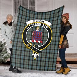 Scottish Ogilvie (Ogilvy) Hunting Clan Tartan Blanket with Family Crest Tartan Plaid Sherpa Blanket Scottish Plaid Tartan Plaid - ScotsTee - scotstee.com
